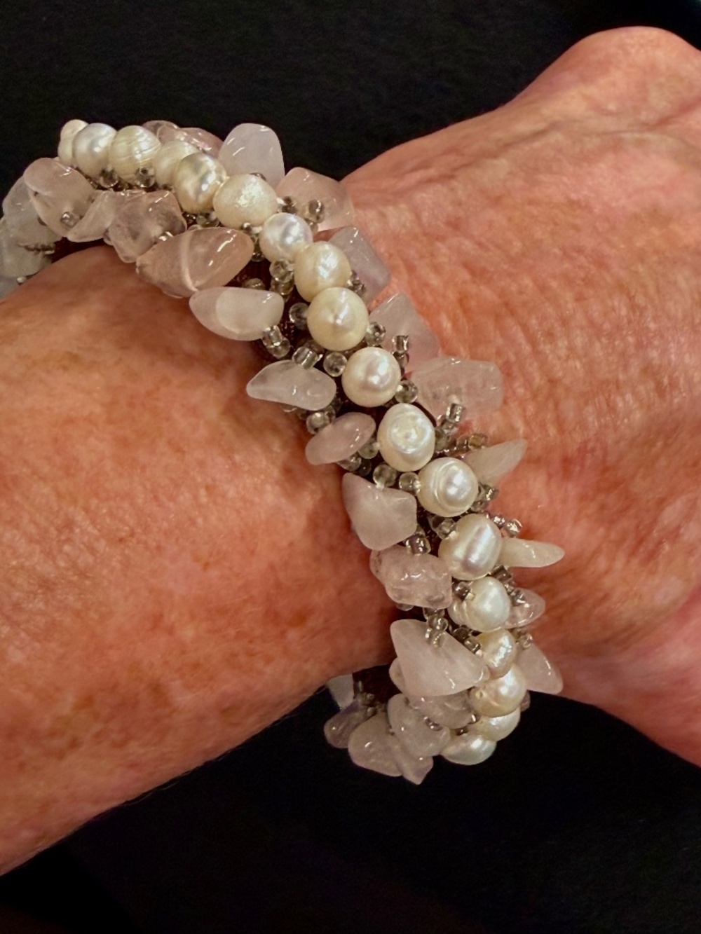Freshwater Pearl and Rose Quartz Bracelet